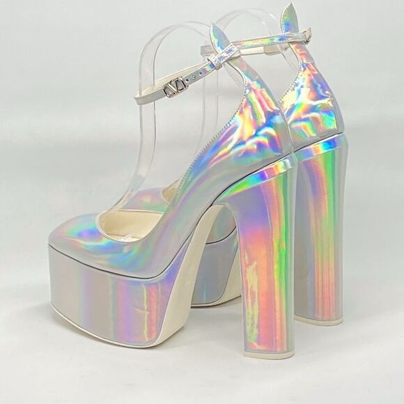 Valentino Garavani Tan-Go 155 iridescent patent-leather platform pumps size 39.5 - Picture 8 of 16